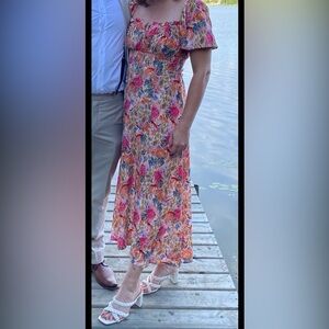 & Other Stories Orange Ruffled Smocked Maxi Sundress